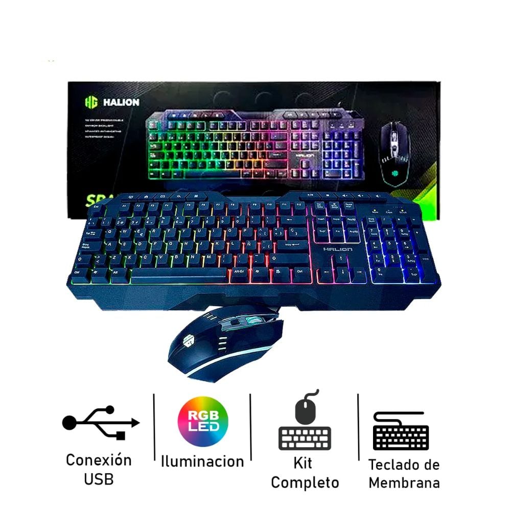 KIT GAMER 2 EN 1 HALION TECLADO+MOUSE CLABLE - 2