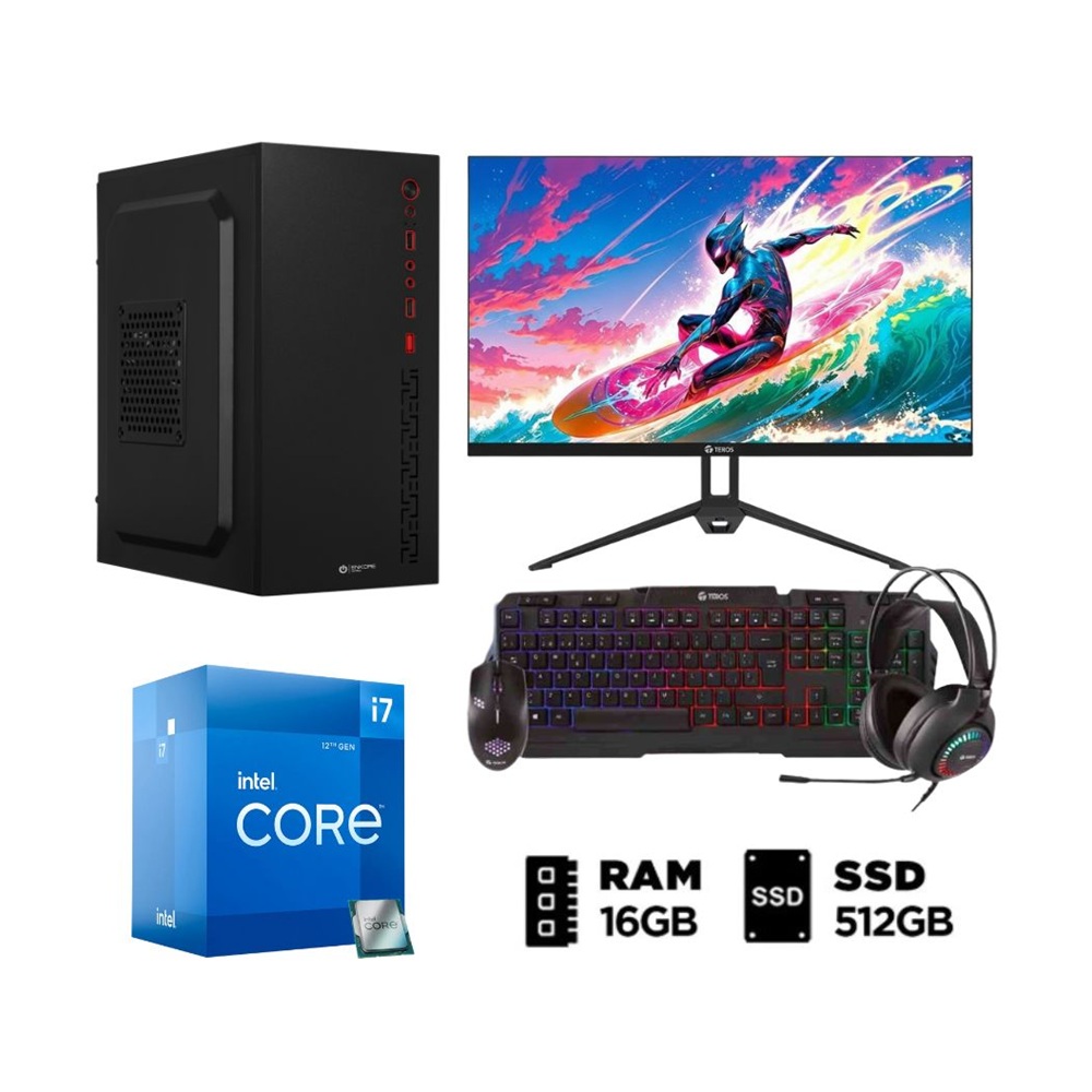 COMBO PC ENKORE INTEL CORE I7 12VA INTEL CORE I7 512GB SSD 16GB NEGRO + MONITOR IPS 24 - 1