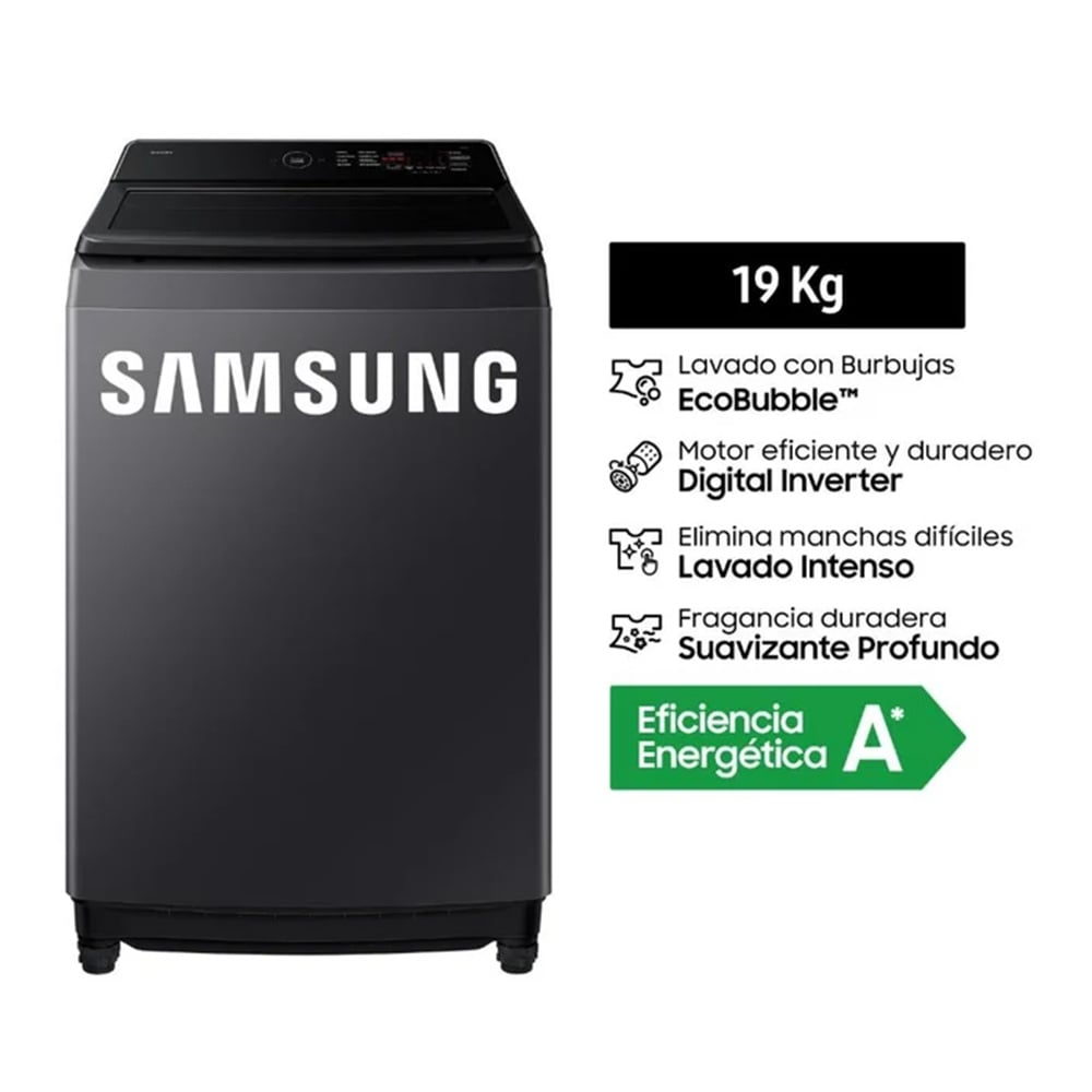 LAVADORA SAMSUNG ECOBUBBLE 19KG WA40F19E7CPE - 2