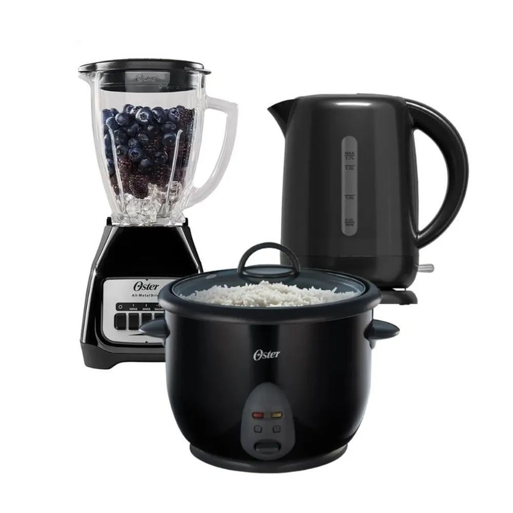 COMBO OSTER: LICUADORA 1.5L + ARROCERA 1.8L + HERVIDOR 1.7L - 1
