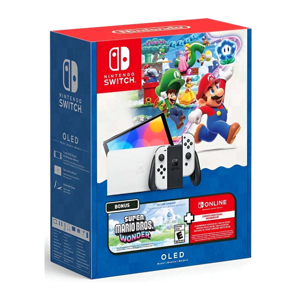 NINTENDO SWITCH OLED BLANCO +VIDEOJUEGO SUPER MARIO WONDER - 1