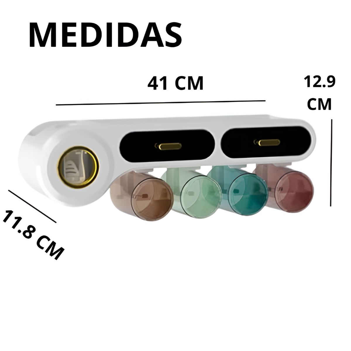 Organizador De Baño Con Dispensador De Pasta Dental Detalle Dorado - 7