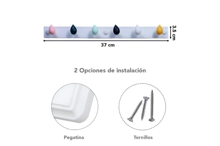PERCHERO DE 6 GANCHOS MULTIUSOS NEGRO - 4