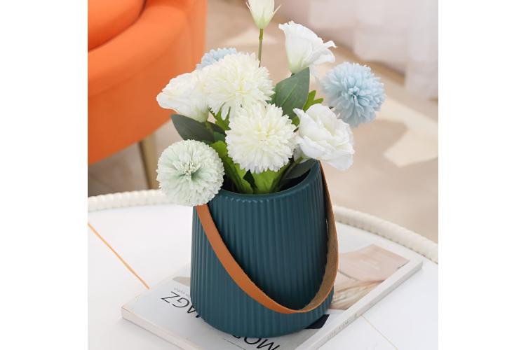 FLORERO DECORATIVO MODELO PRIMAVERA LINEAL AZUL NÓRDICA - 2