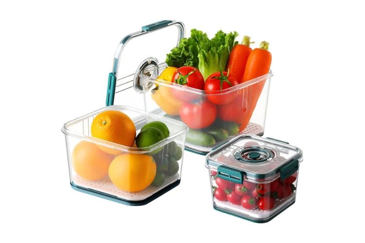 SET PREMIUM DE 3 TÁPERS HERMÉTICOS CUADRADOS VERDE - 1