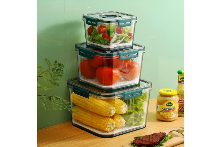 SET PREMIUM DE 3 TÁPERS HERMÉTICOS CUADRADOS VERDE - 5