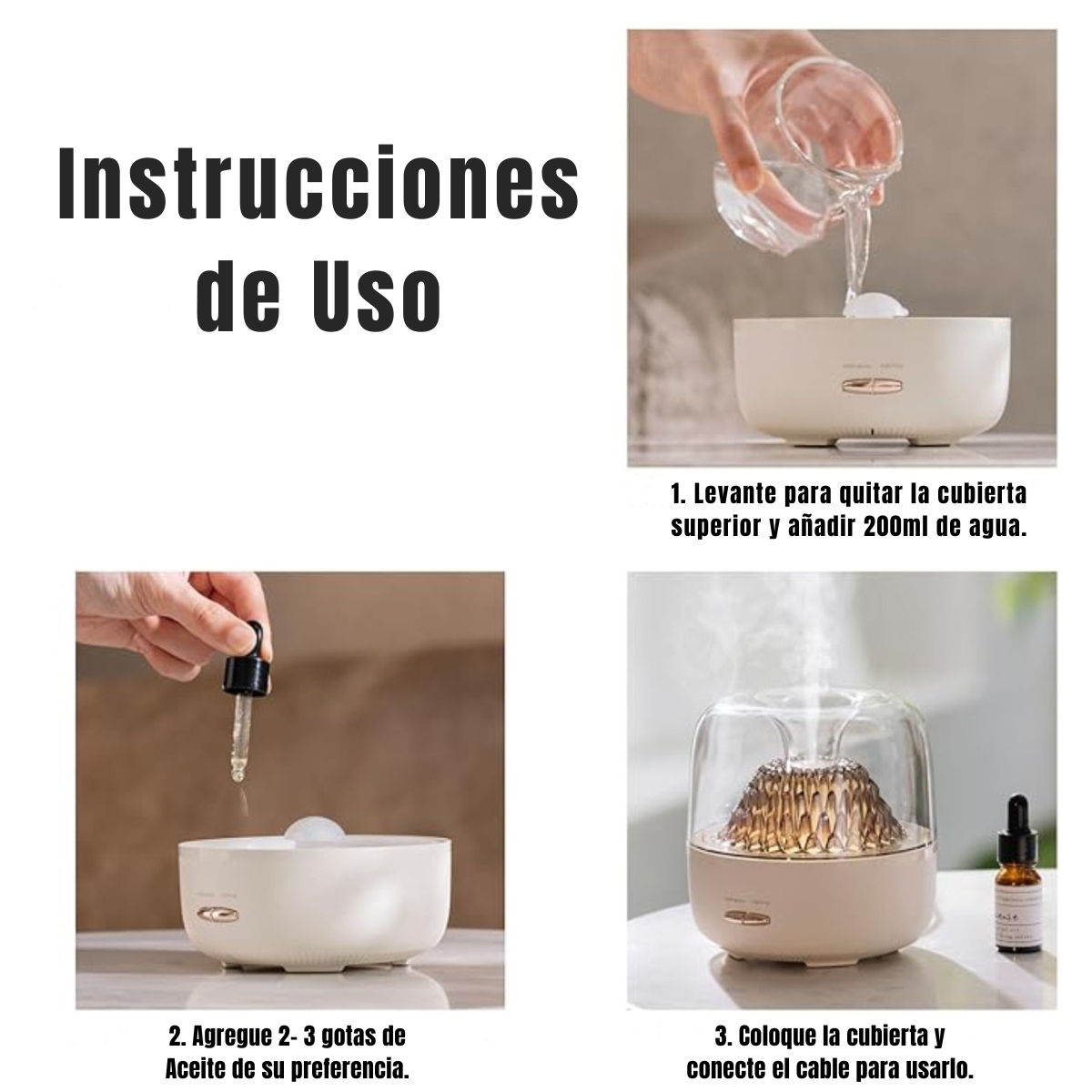 HUMIDIFICADOR DE AIRE MODELO J-37 CON DIFUSOR BLANCO - 4