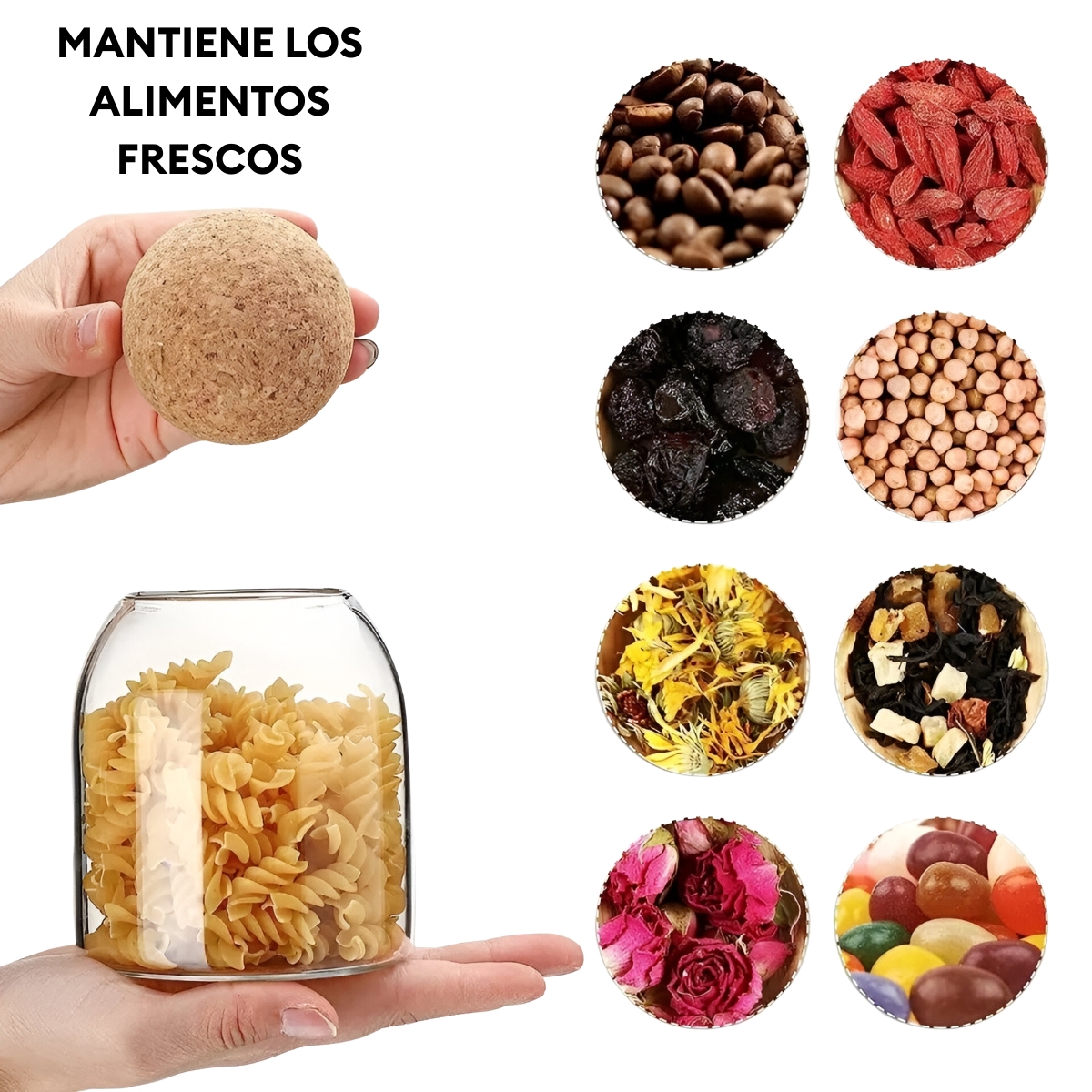 SET DE 3 FRASCOS MINIMALISTA CON TAPA DE CORCHO STYLE - 3