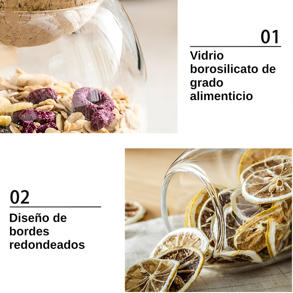 SET DE 3 FRASCOS MINIMALISTA CON TAPA DE CORCHO STYLE - 5