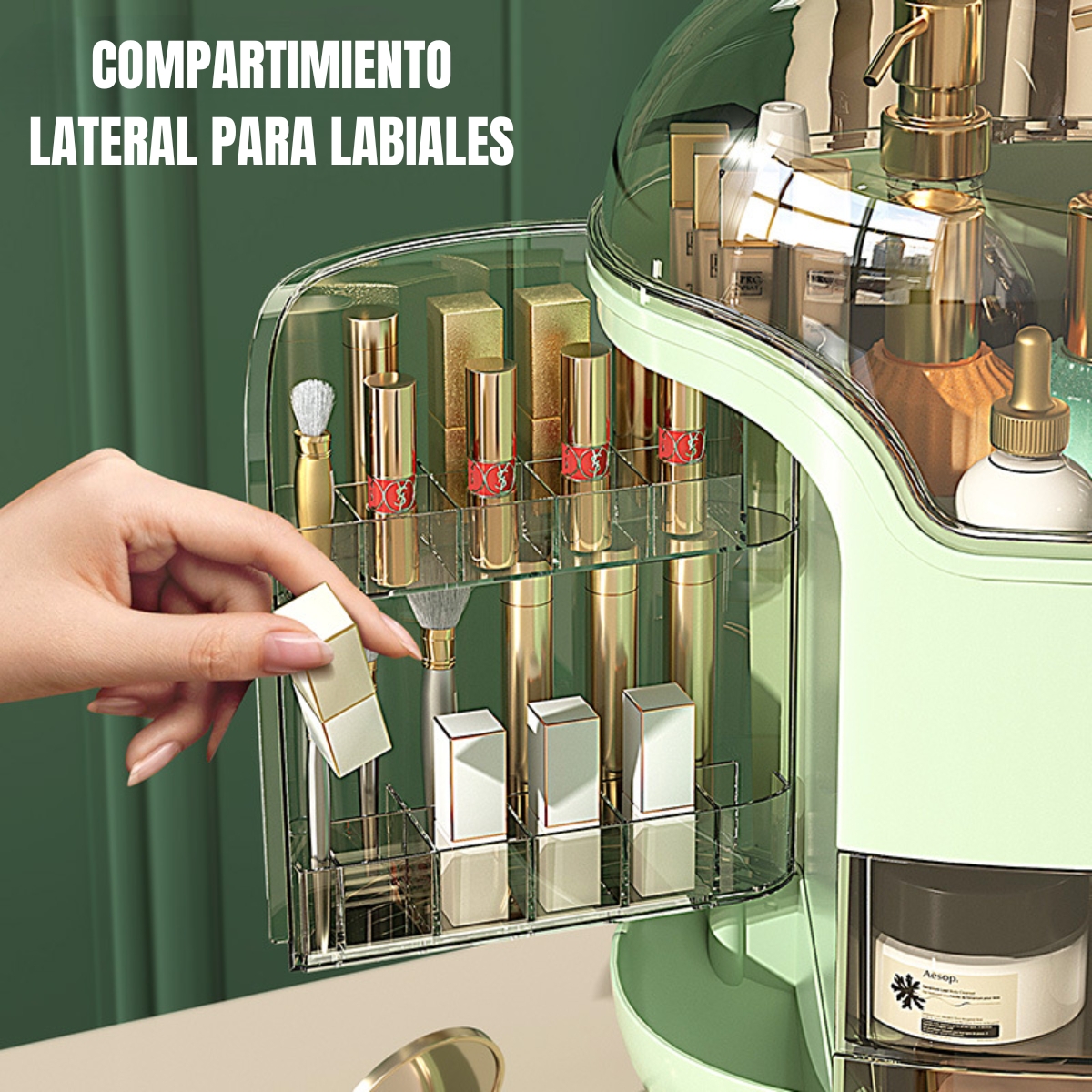 PORTA COSMÉTICOS ORGANIZADOR PREMIUM DE 8 CAPAS VERDE - 3