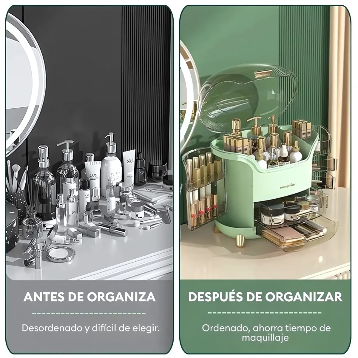 PORTA COSMÉTICOS ORGANIZADOR PREMIUM DE 8 CAPAS VERDE - 4