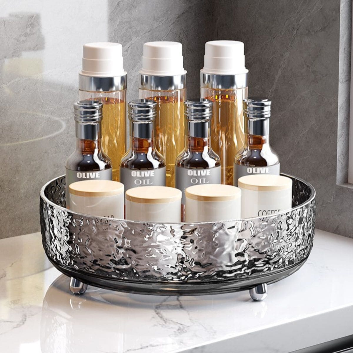 ORGANIZADOR GIRATORIO MULTIUSOS PARA DORMITORIO SIENA GRANDE GRIS - 2