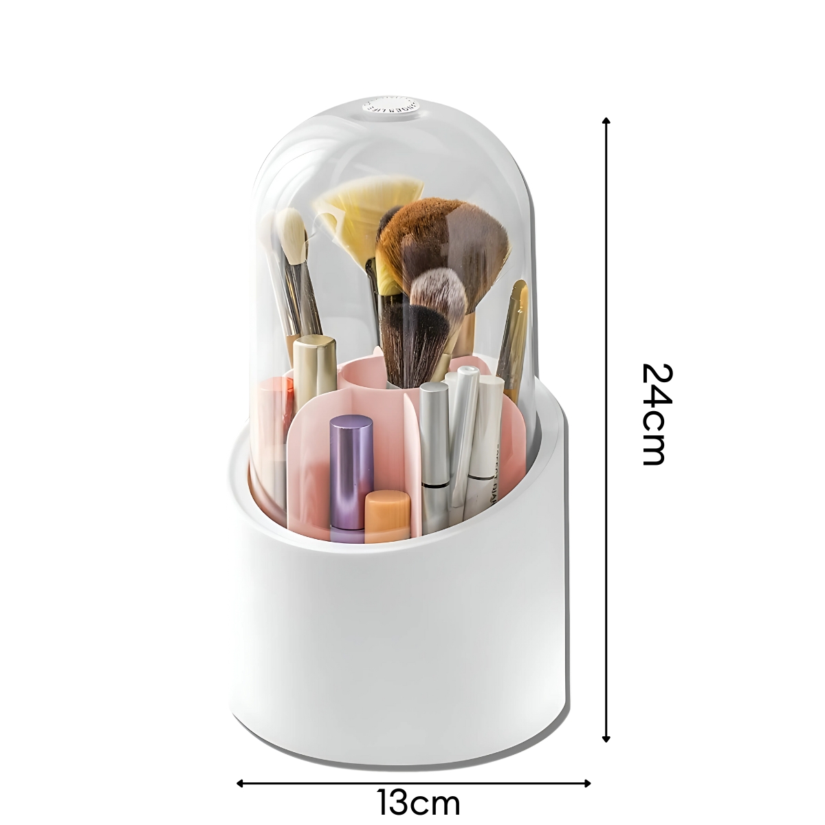 ORGANIZADOR PARA BROCHAS DE MAQUILLAJE GIRATORIO ROSADO - 6
