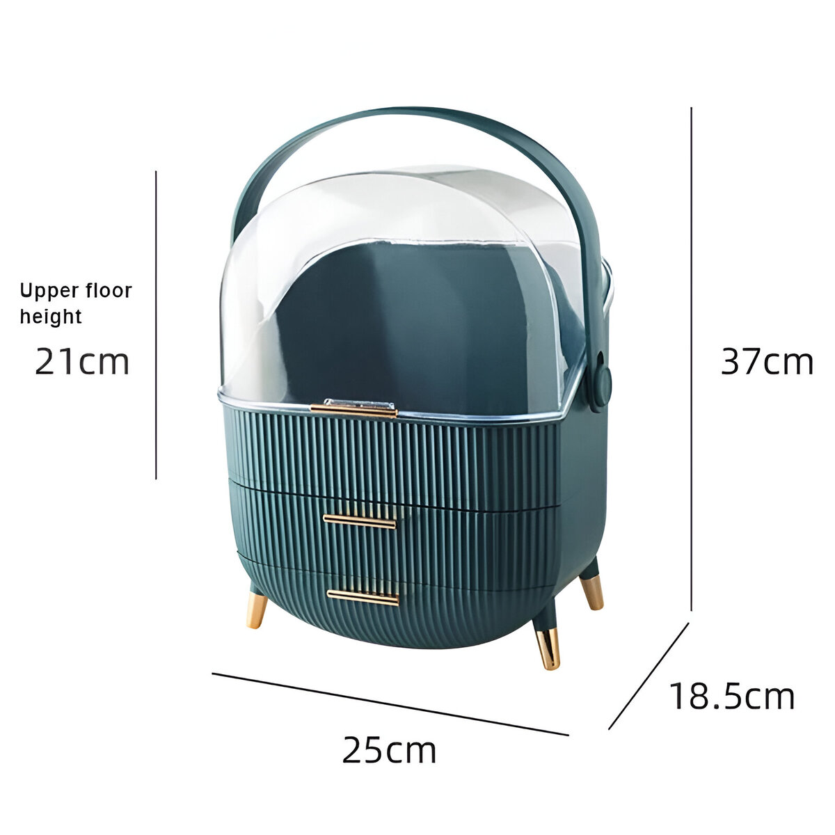 ORGANIZADOR DE MAQUILLAJE PORTA COSMÉTICOS CON ASA Y CAJÓN VERDE - 6