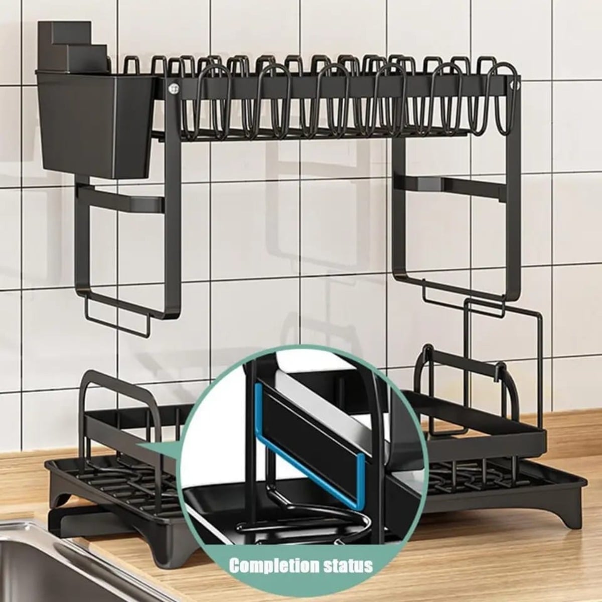 ESCURRIDOR DE PLATOS DE 2 NIVELES MIA COLOR NEGRO - 4