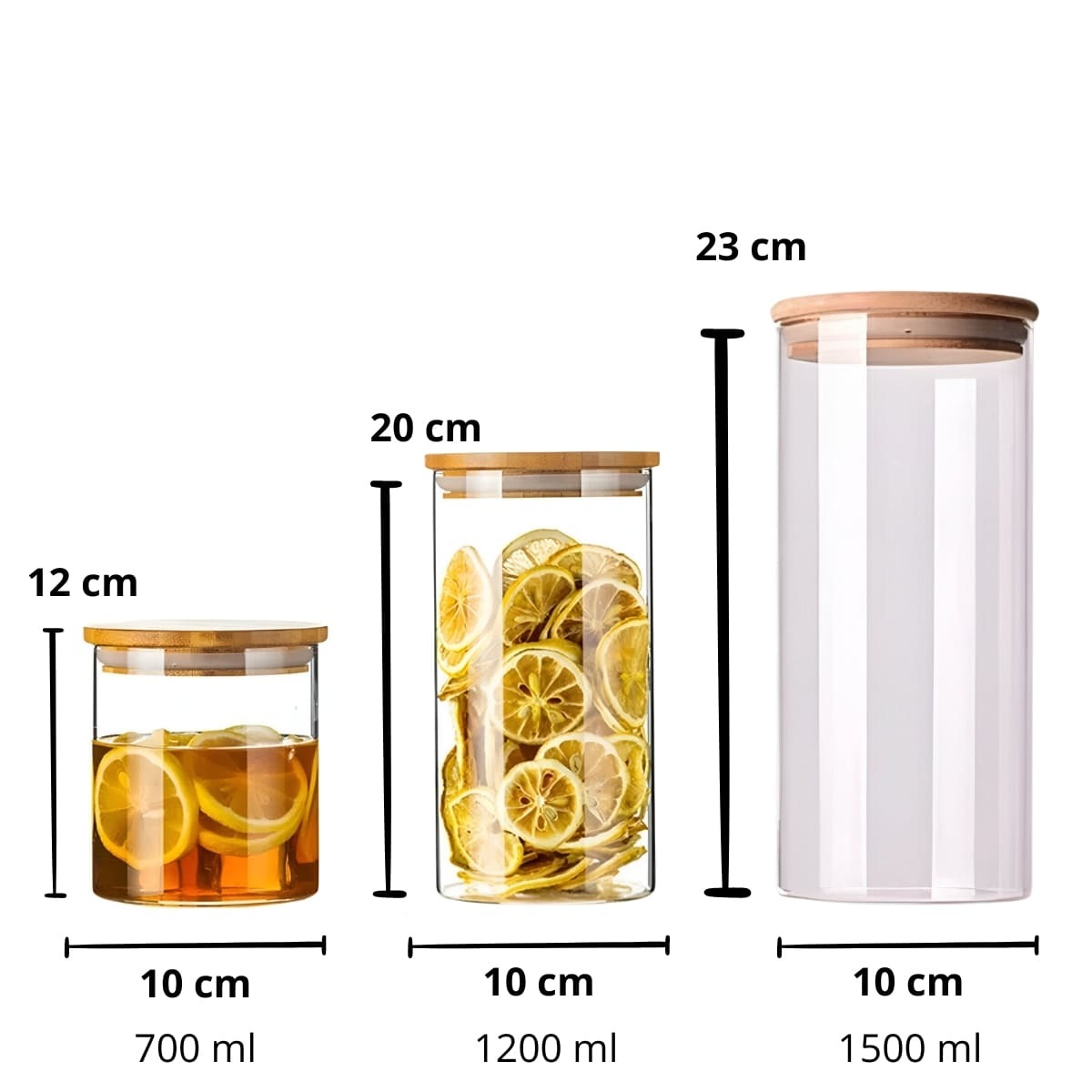 SET DE 3 FRASCOS TAPA DE BAMBU - 8