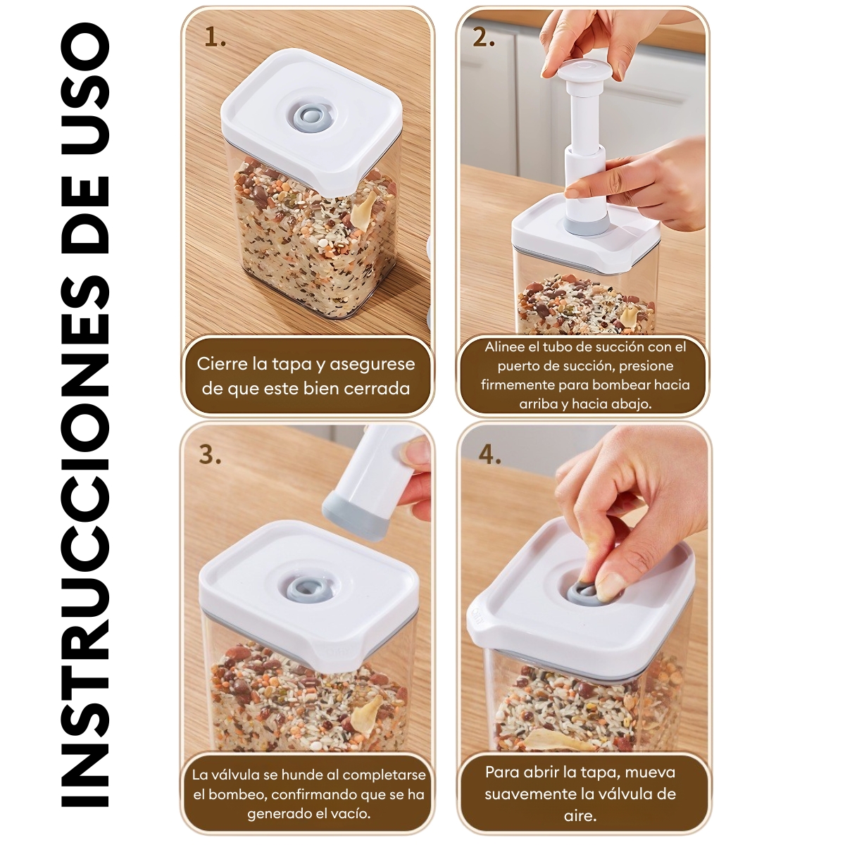 SET DE 4 FRASCOS HERMÉTICOS CON SELLADO AL VACÍO - 7