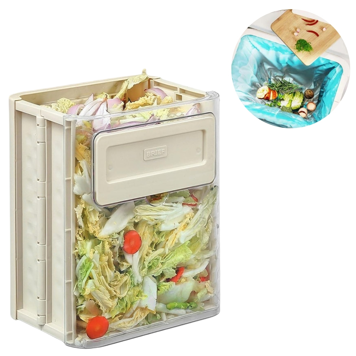 TACHO PLEGABLE COLGANTE PARA COCINA BRIEF CREMA - 1