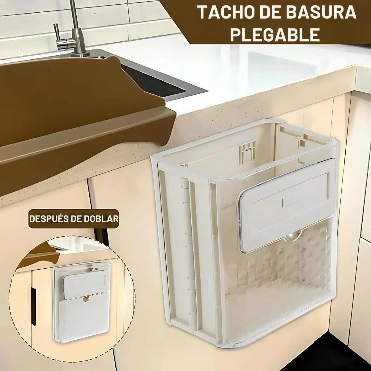TACHO PLEGABLE COLGANTE PARA COCINA BRIEF CREMA - 2