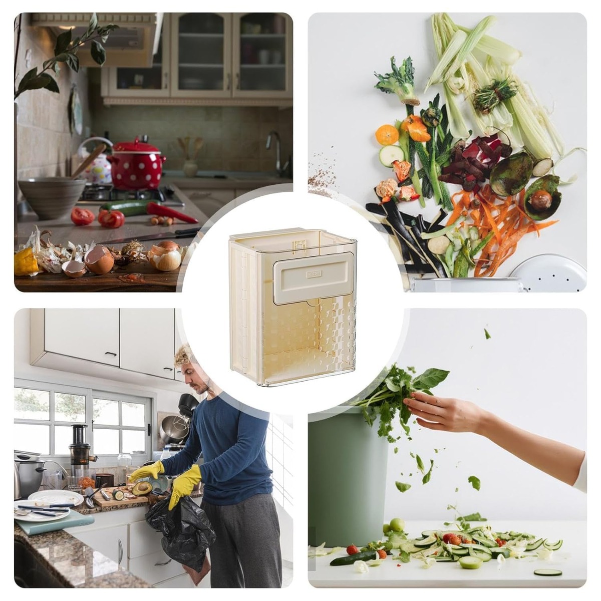 TACHO PLEGABLE COLGANTE PARA COCINA BRIEF CREMA - 3