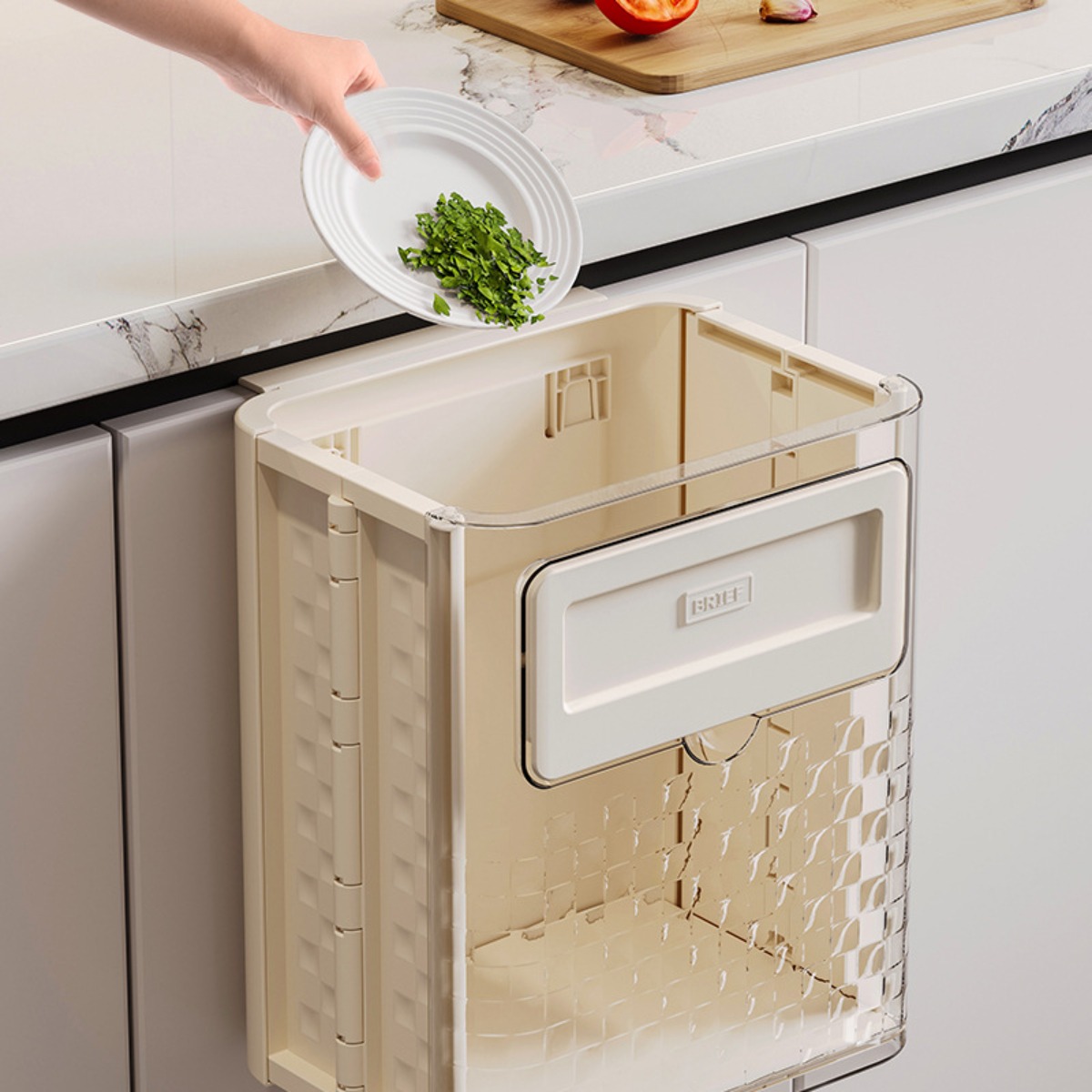 TACHO PLEGABLE COLGANTE PARA COCINA BRIEF CREMA - 4