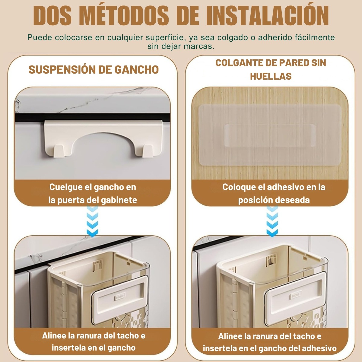 TACHO PLEGABLE COLGANTE PARA COCINA BRIEF CREMA - 6