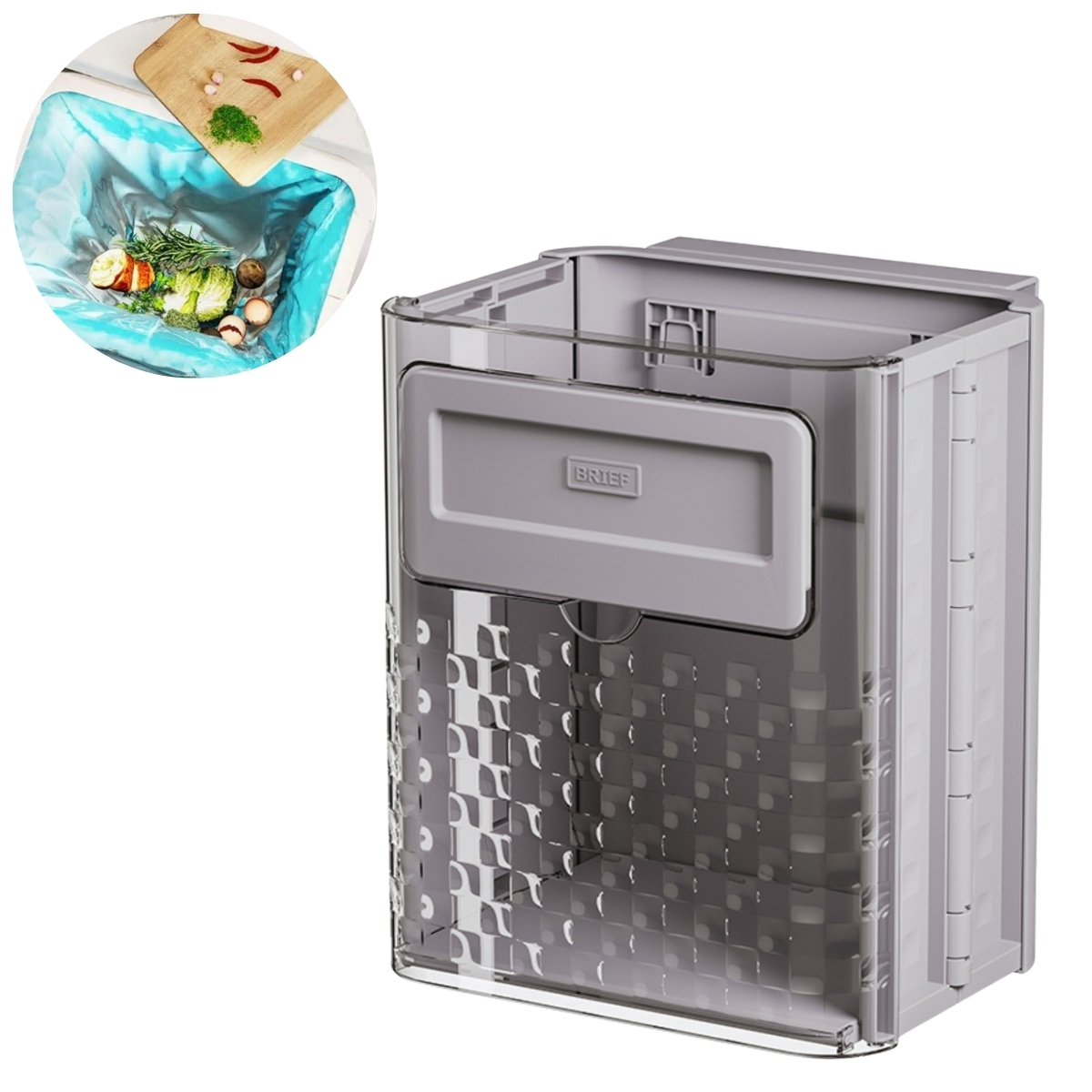 TACHO PLEGABLE COLGANTE PARA COCINA BRIEF GRIS - 1