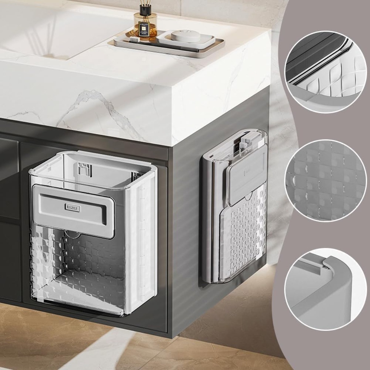 TACHO PLEGABLE COLGANTE PARA COCINA BRIEF GRIS - 2