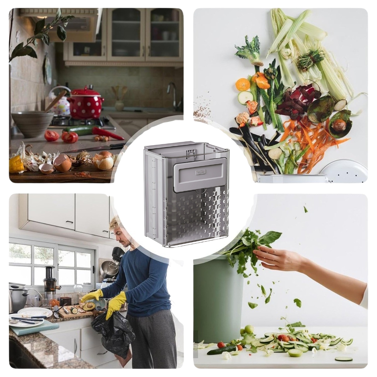 TACHO PLEGABLE COLGANTE PARA COCINA BRIEF GRIS - 5