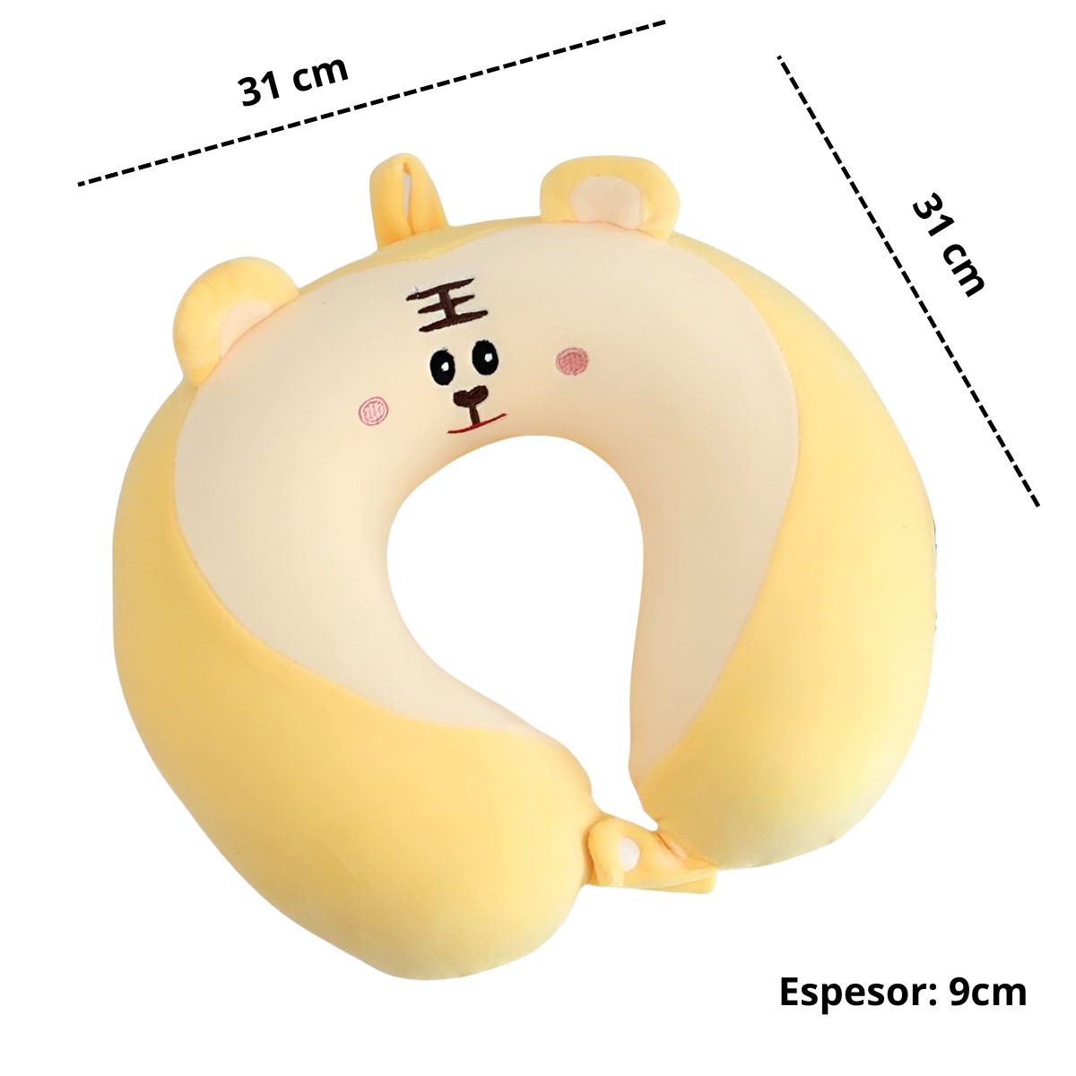 COJÍN CERVICAL PARA VIAJE MODELO KAWAII AMARILLO. - 7