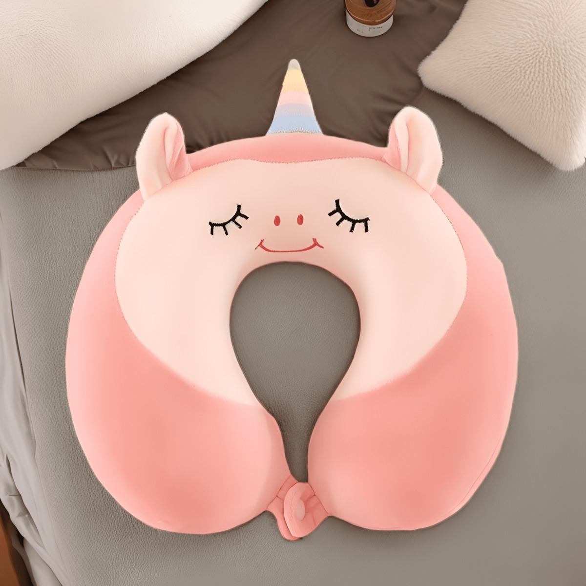 COJÍN CERVICAL PARA VIAJE MODELO KAWAII ROSADO - 3