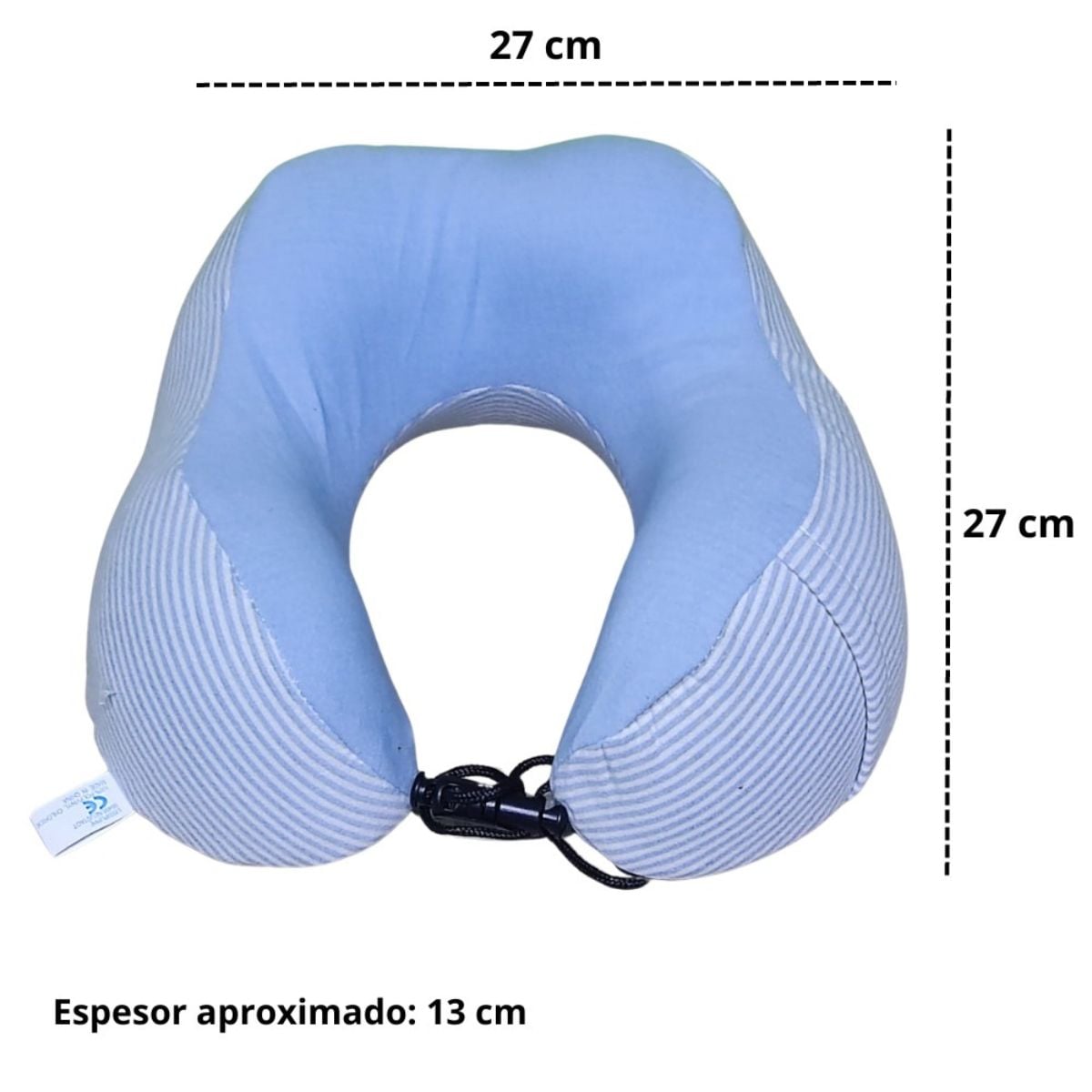 COJÍN PARA CUELLO ALMOHADILLA CERVICAL AJUSTABLE MODELO RAYADO CELESTE. - 5