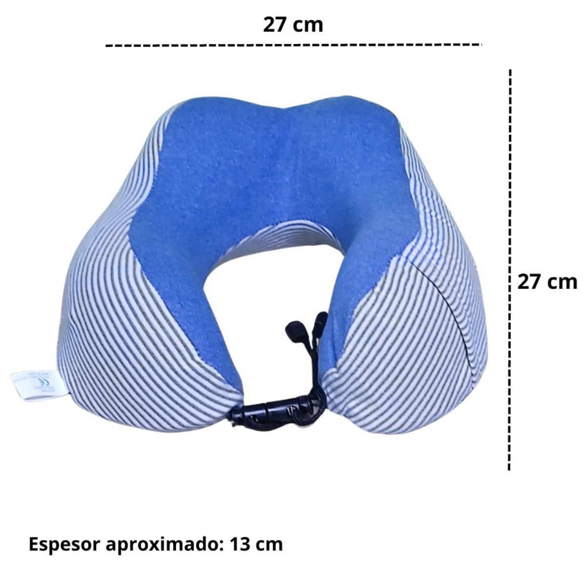 COJÍN PARA CUELLO ALMOHADILLA CERVICAL AJUSTABLE MODELO RAYADO AZUL - 4