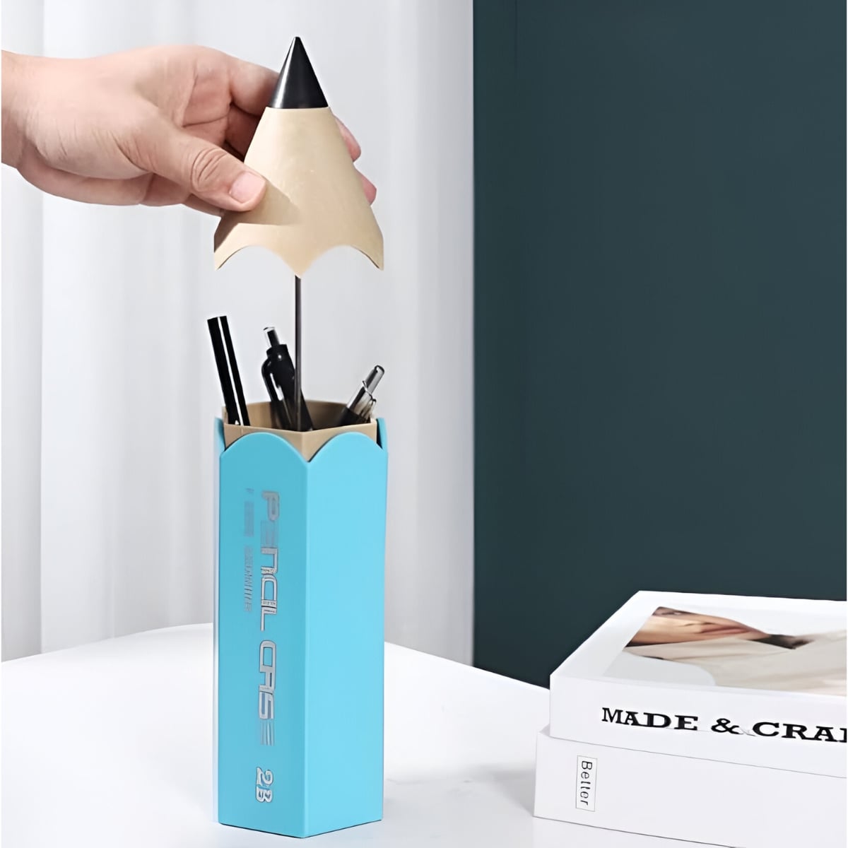 ORGANIZADOR DE ESCRITORIO MODELO LÁPIZ CELESTE - 2