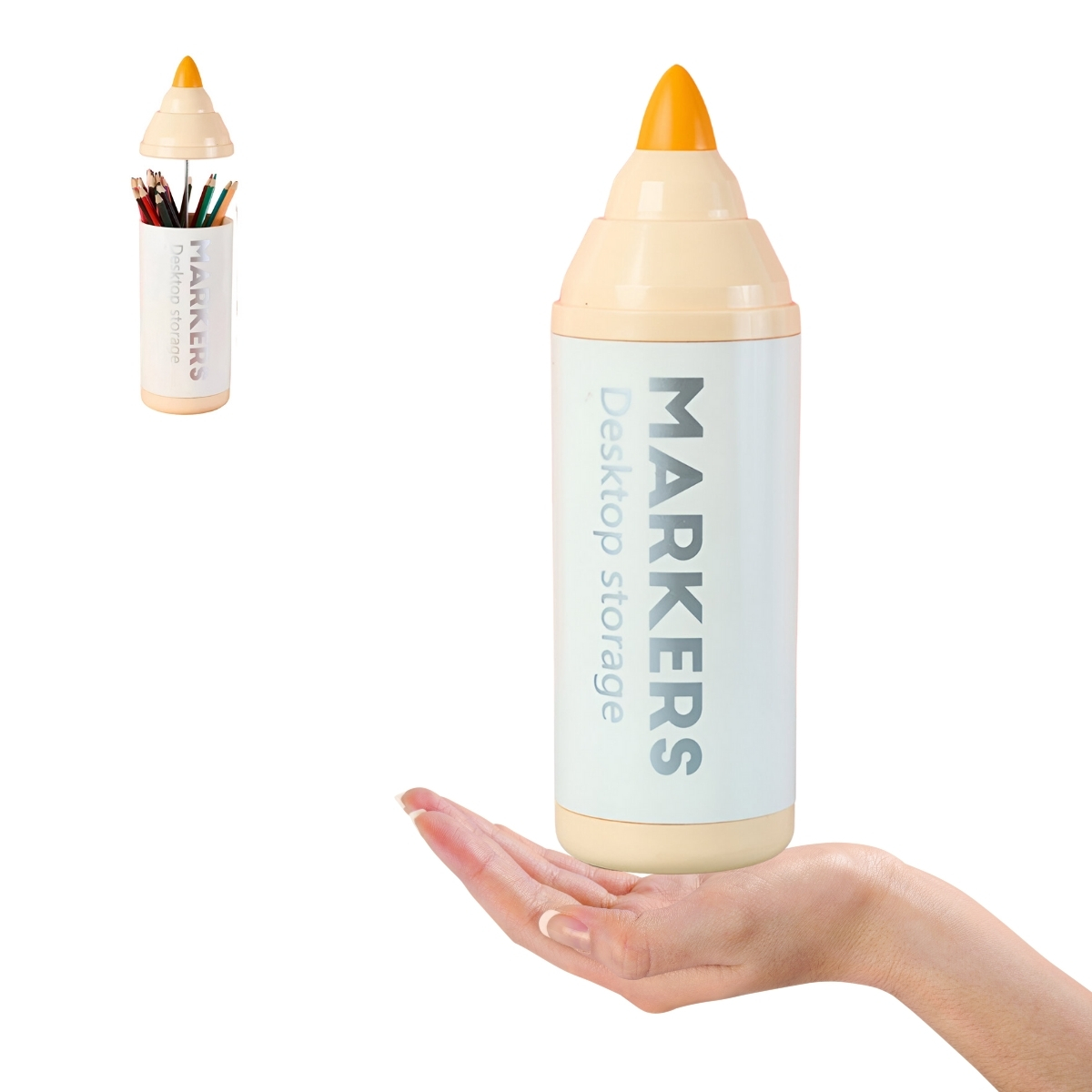 ORGANIZADOR DE ESCRITORIO EN FORMA DE PLUMÓN AMARILLO - 1