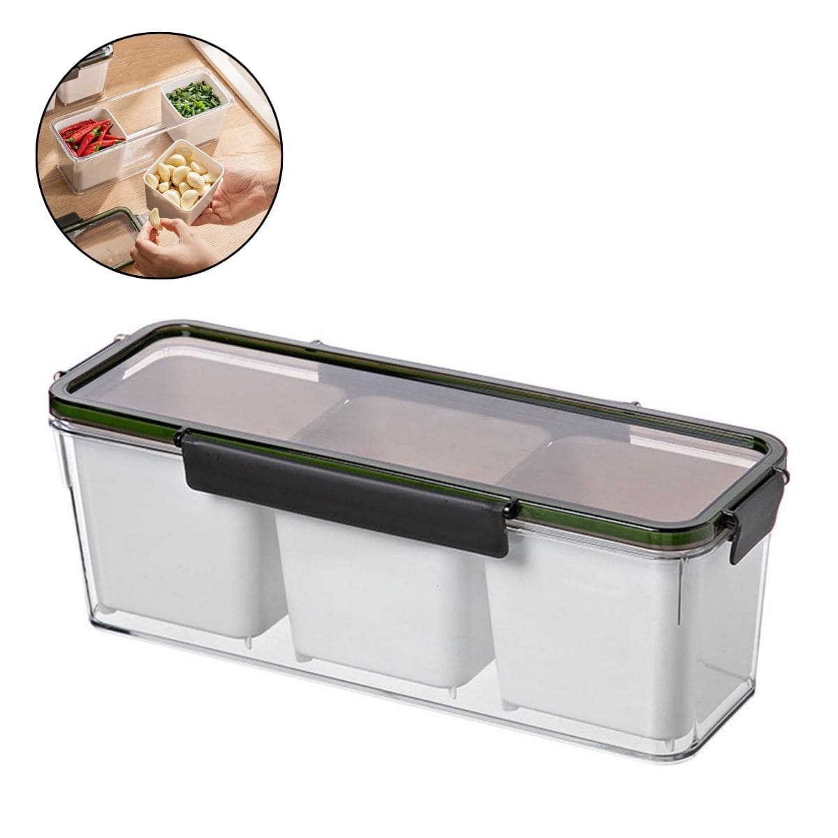 TÁPER HERMÉTICO CON ESCURRIDORES INTERNOS PARA COCINA REFRIGERADOR - 1