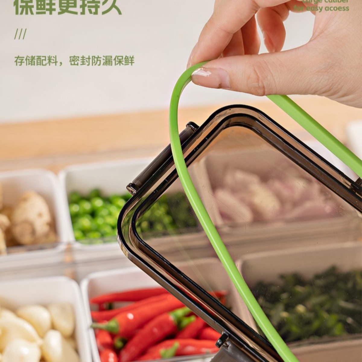 TÁPER HERMÉTICO CON ESCURRIDORES INTERNOS PARA COCINA REFRIGERADOR - 5