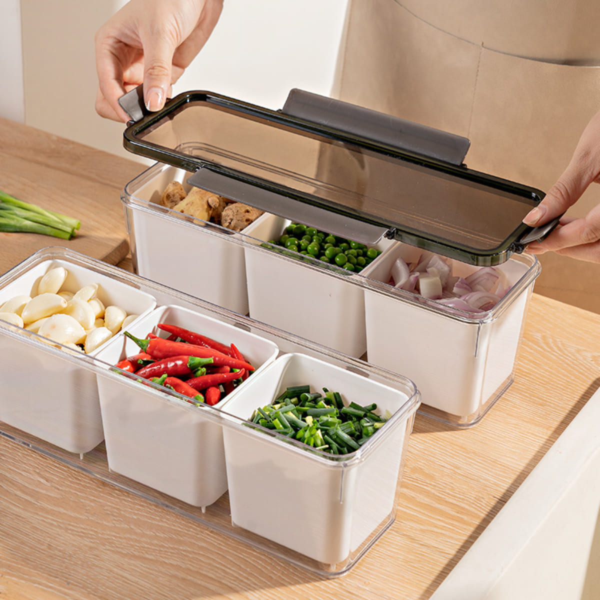 TÁPER HERMÉTICO CON ESCURRIDORES INTERNOS PARA COCINA REFRIGERADOR - 6