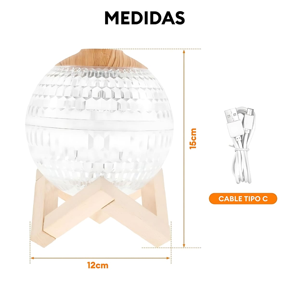 HUMIDIFICADOR DE AIRE ESFERA DE CRISTAL CON LUCES LED - 7