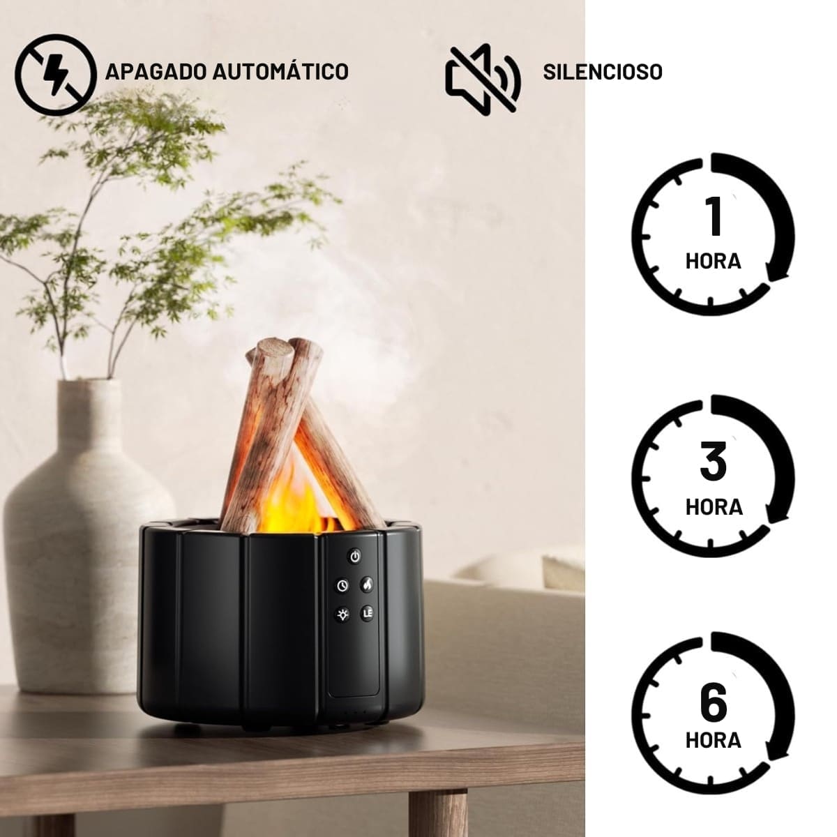HUMIDIFICADOR CON EFECTO FUEGO Y CONTROL MODELO BONFIRE COLOR NEGRO - 5