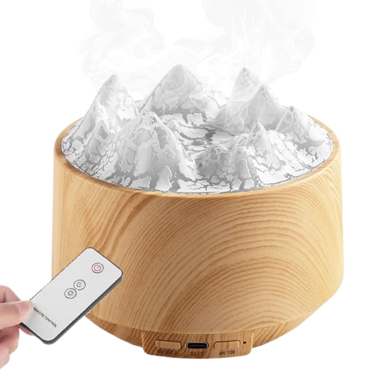 HUMIDIFICADOR FLAME MOUNTAIN CON LUCES RGB COLOR MADERA CLARO - 1
