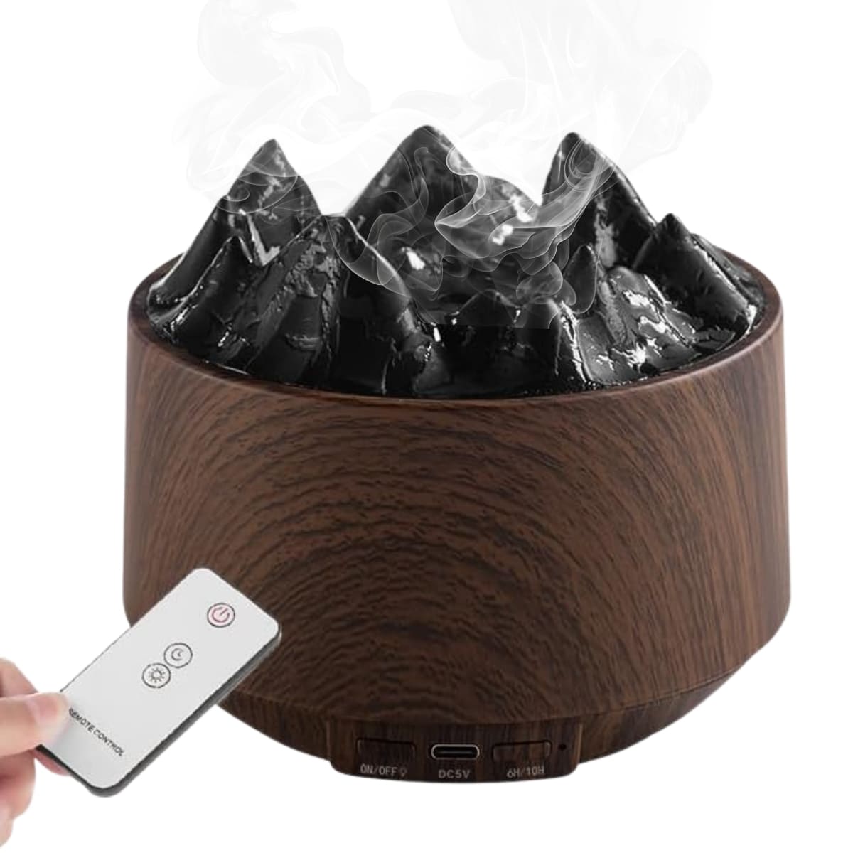 HUMIDIFICADOR FLAME MOUNTAIN CON LUCES RGB COLOR MADERA OSCURO - 1