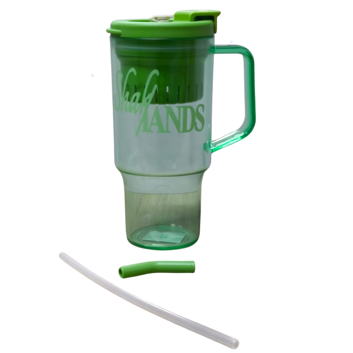 TOMATODO PORTÁTIL MODELO SHAKE HANDS DE 1200 ML VERDE TRANSPARENTE - 4
