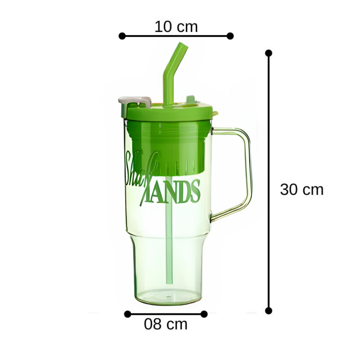 TOMATODO PORTÁTIL MODELO SHAKE HANDS DE 1200 ML VERDE TRANSPARENTE - 5
