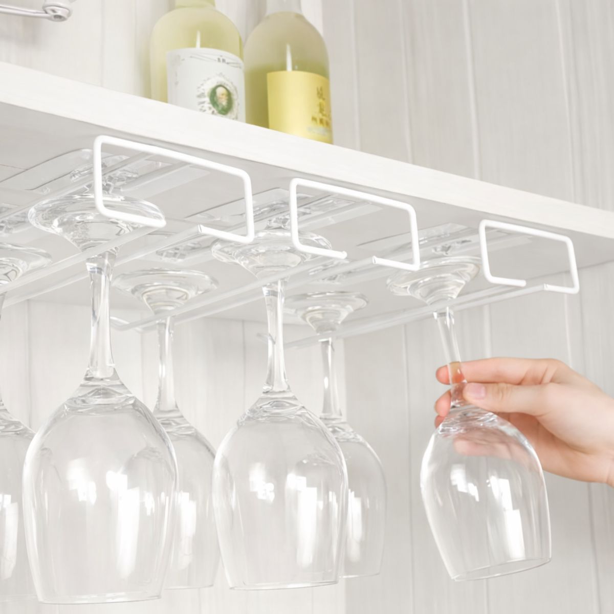 SET DE 2 SOPORTE ORGANIZADOR DE COPAS MULTIUSO DE 1 CARRIL BLANCO - 2
