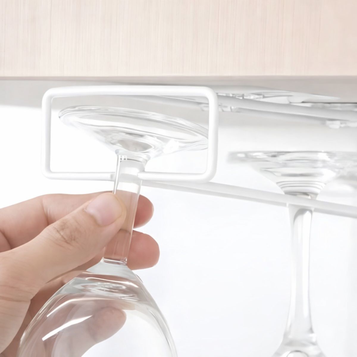 SET DE 2 SOPORTE ORGANIZADOR DE COPAS MULTIUSO DE 1 CARRIL BLANCO - 3