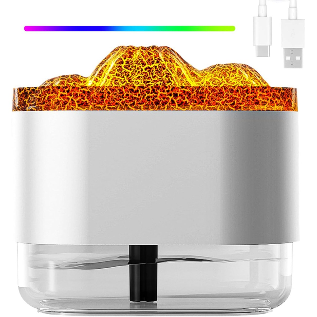 HUMIDIFICADOR CON LUCES LED DISEÑO DECORATIVO MODELO VOLCANO BLANCO - 5