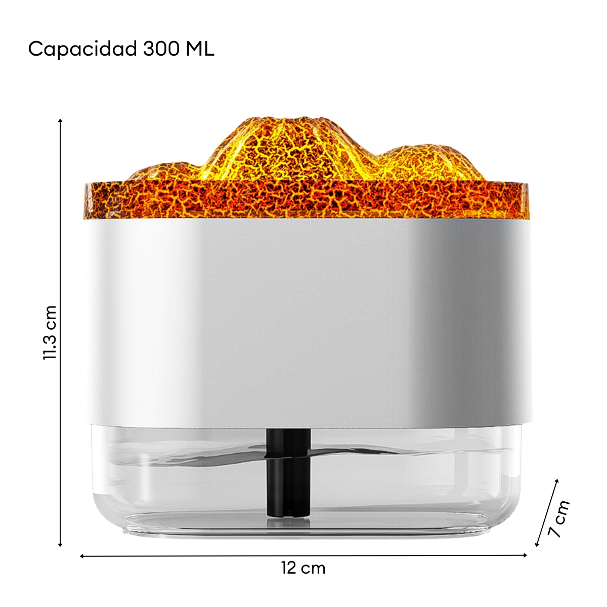HUMIDIFICADOR CON LUCES LED DISEÑO DECORATIVO MODELO VOLCANO BLANCO - 6