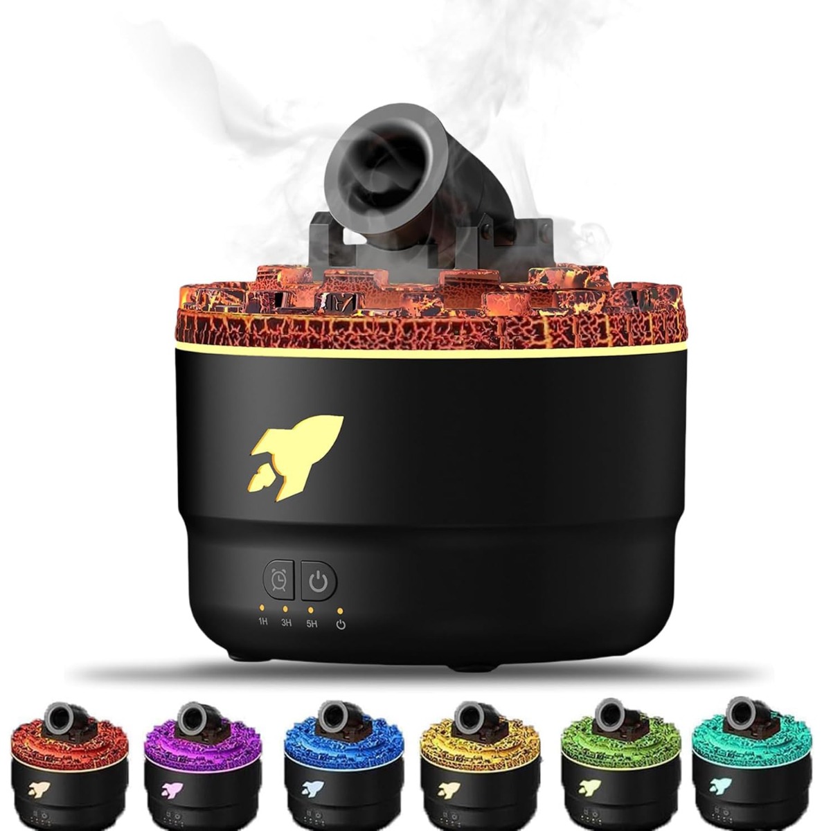 HUMIDIFICADOR MODELO CAÑÓN CON LUCES LED DECORATIVO COLOR NEGRO - 1