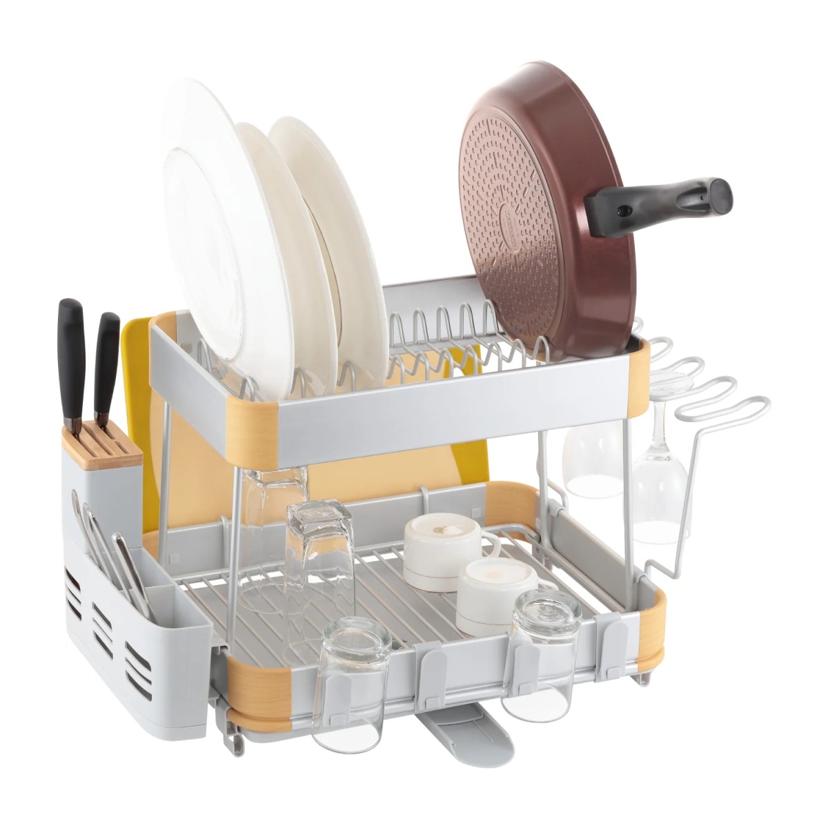 ESCURRIDOR DE PLATOS 2 NIVELES DE ALUMINIO BENICO - 1